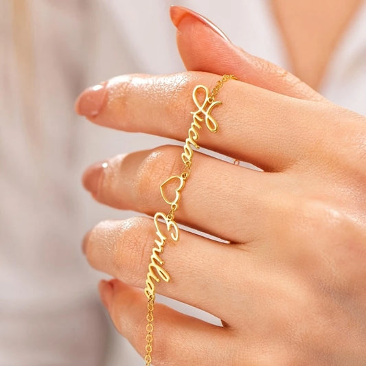 Kinselle Personalized Double Name Heart Bracelet