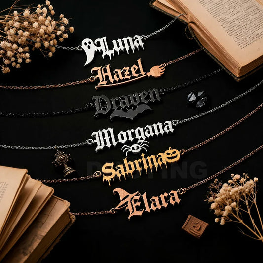 Kinselle Personalized Gothic Name Necklace