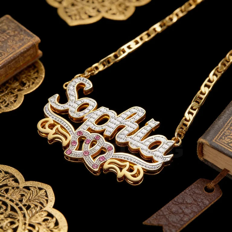 Kinselle Personalized Two-Tone 3D Name Necklace