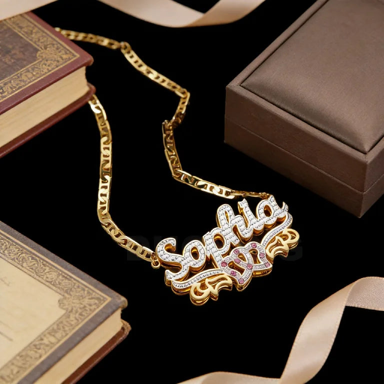 Kinselle Personalized Two-Tone 3D Name Necklace