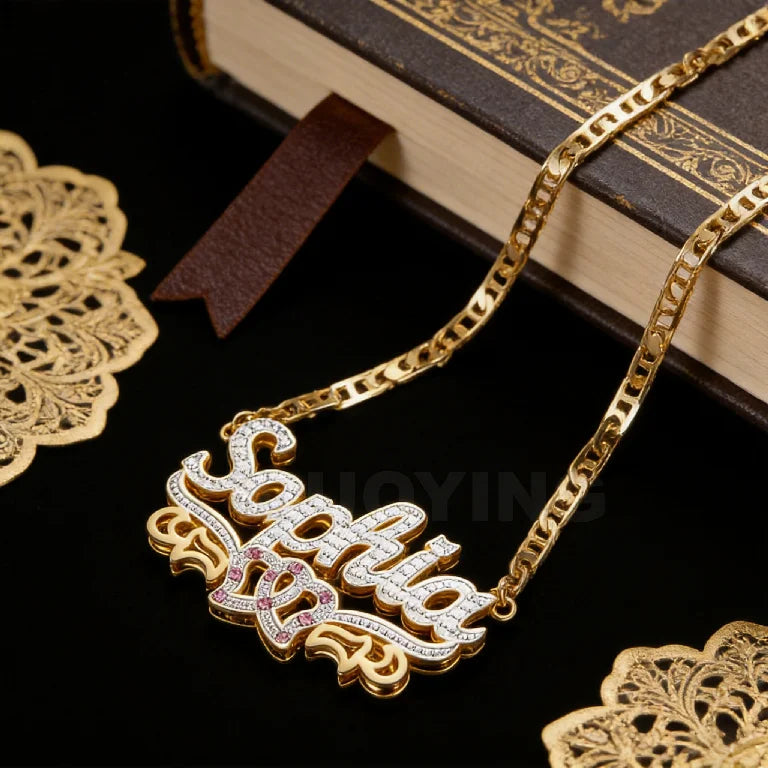 Kinselle Personalized Two-Tone 3D Name Necklace