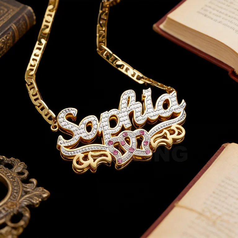 Kinselle Personalized Two-Tone 3D Name Necklace