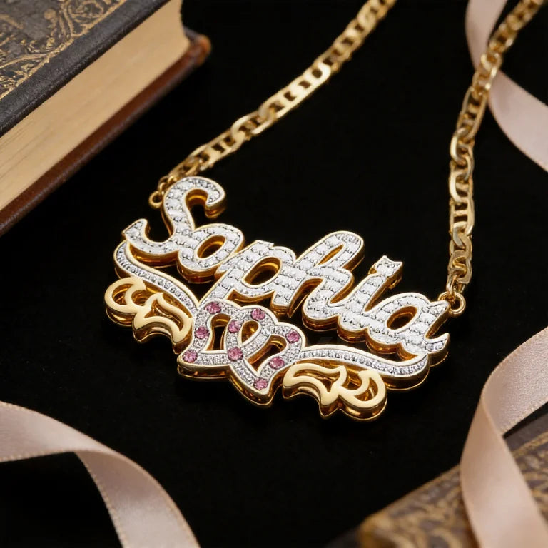 Kinselle Personalized Two-Tone 3D Name Necklace