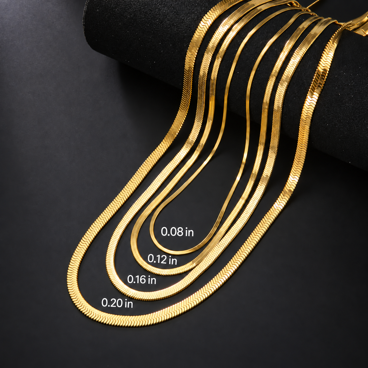 Gold & Silver Plated Stainless Steel Herringbone Chain Necklace