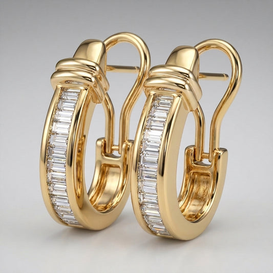 Kinselle Vintage Cubic Zirconia Hoop Earrings — Gold Plated