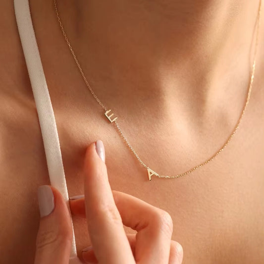 Kinselle Personalized Side Initial Necklace – Gold-Plated or Silver-Plated