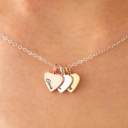 Kinselle Personalized Engraved Heart Name Necklace – Gold-Plated or Silver-Plated