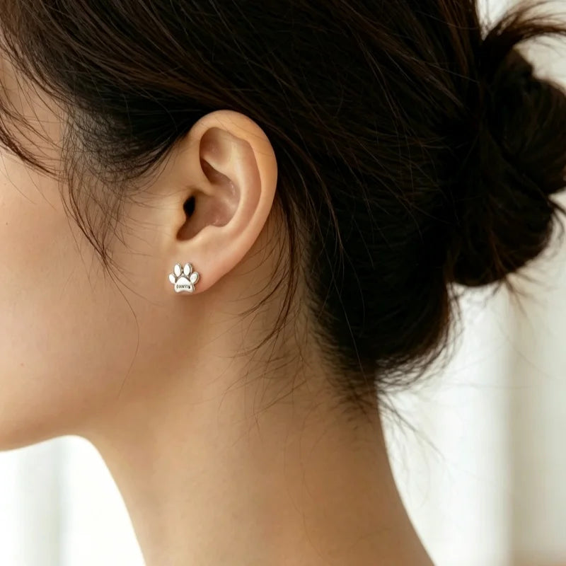 Kinselle Personalized Paw Print Stud Earrings