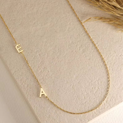 Kinselle Personalized Side Initial Necklace – Gold-Plated or Silver-Plated
