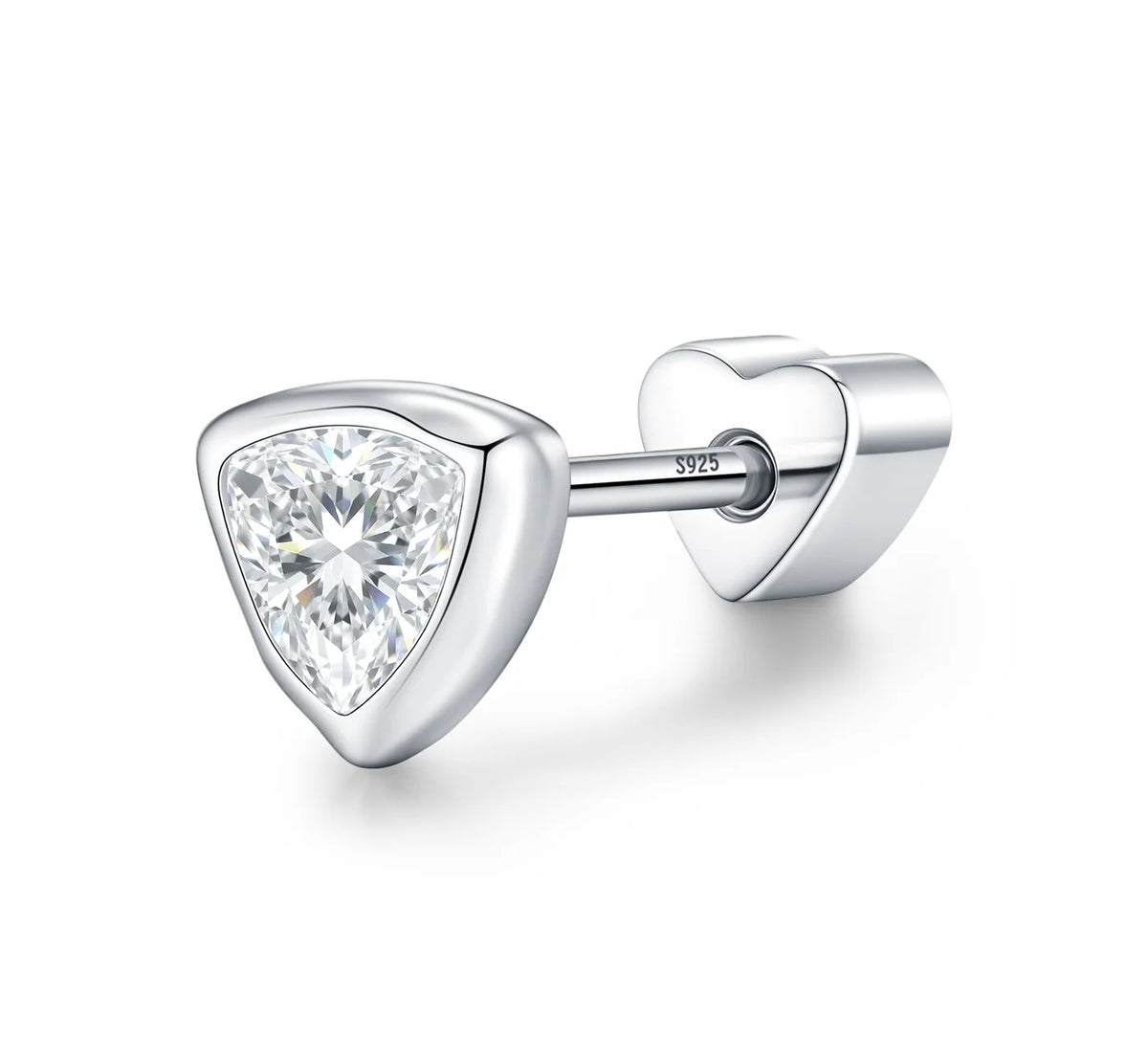 Kinselle Triangle-Cut Moissanite Stud Earrings — 925 Sterling Silver