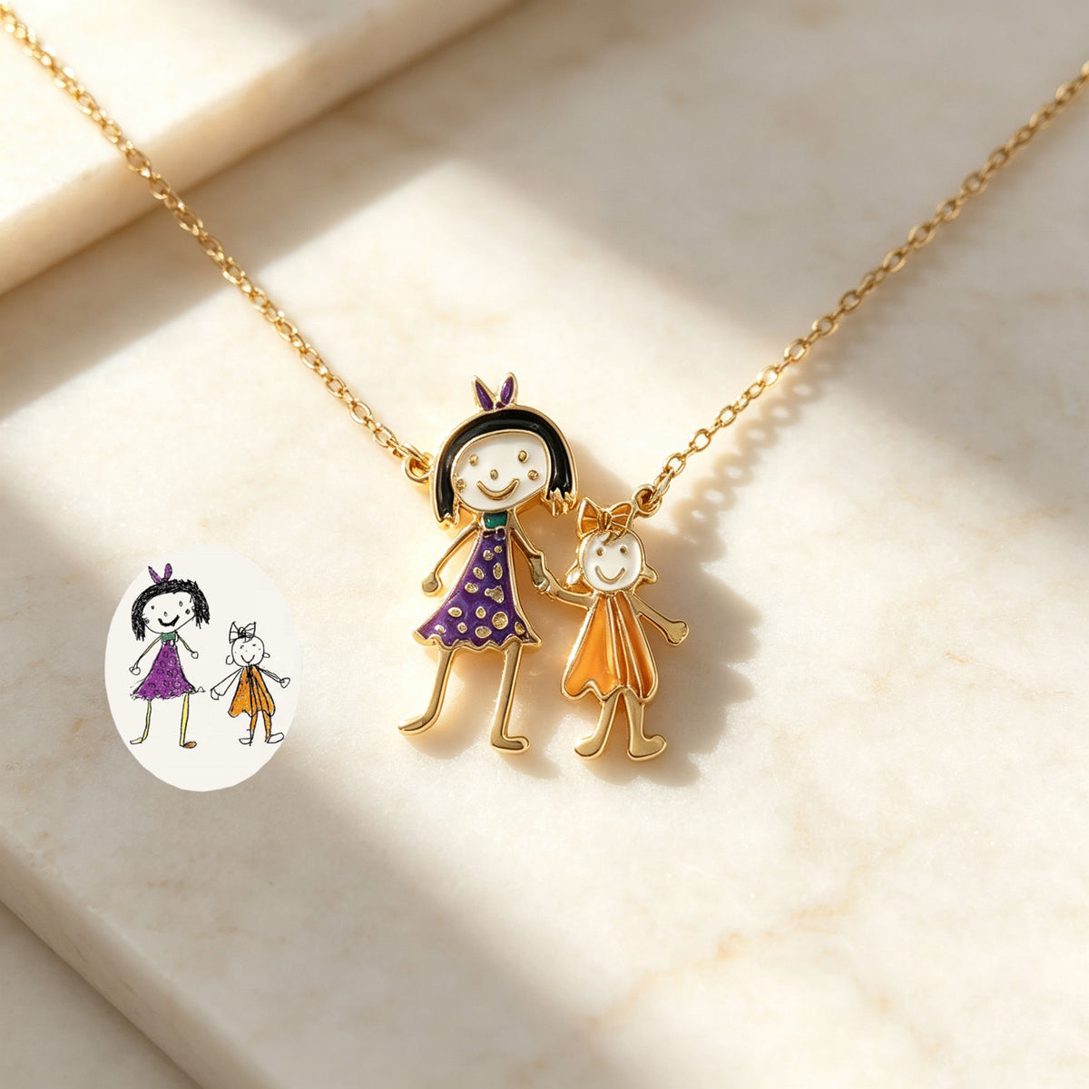 Kinselle Custom Drawing Pendant Necklace – Gold-Plated or Silver-Plated