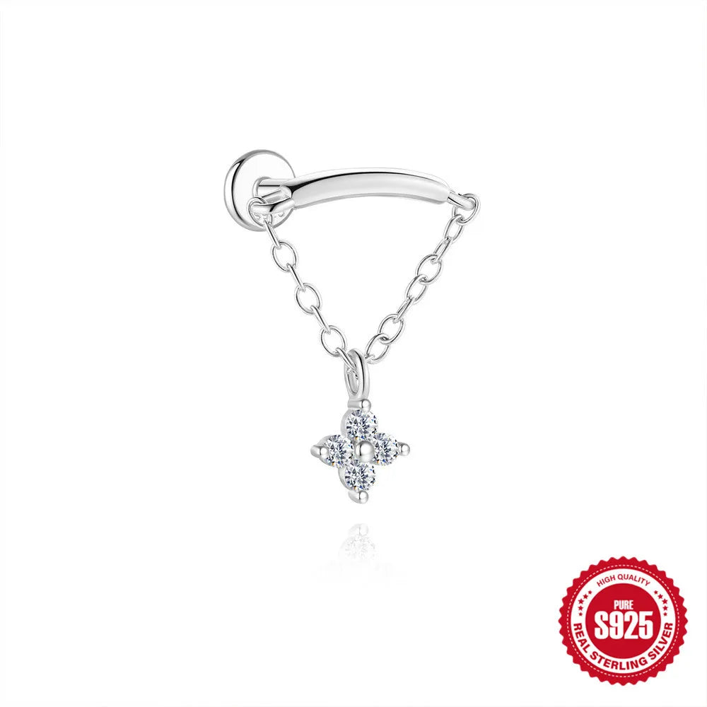 Kinselle Zircon Chain Flat-Back Stud Earrings — 925 Sterling Silver