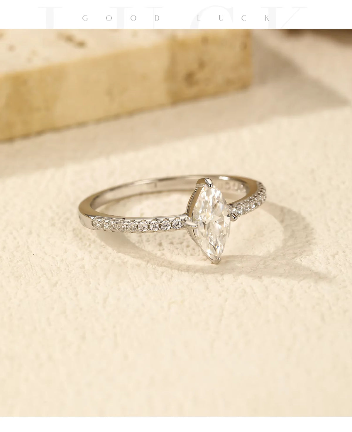 Kinselle Marquise-Cut Moissanite Band Ring — 925 Sterling Silver