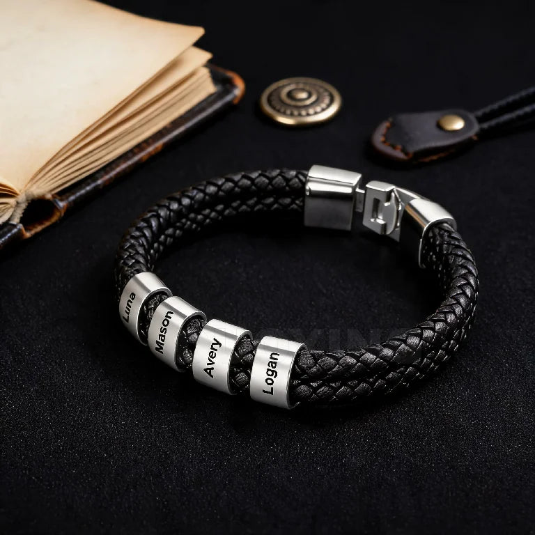 Kinselle Personalized Engraved Leather Bracelet