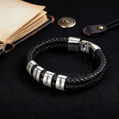 Kinselle Personalized Engraved Leather Bracelet