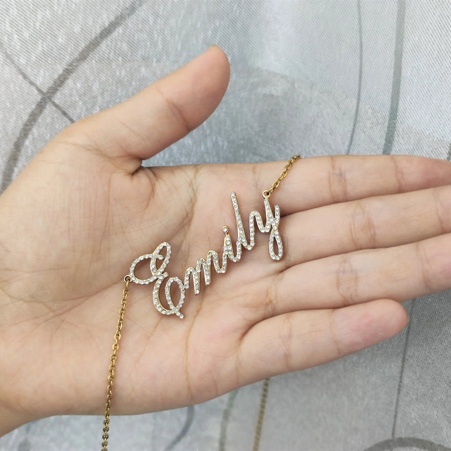 Kinselle Personalized Crystal Name Necklace