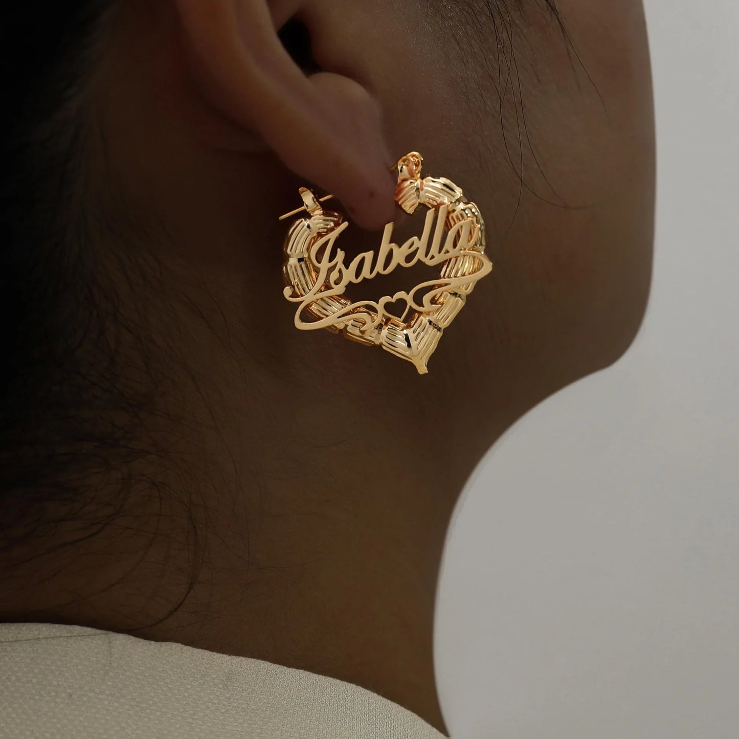 Kinselle Personalized Heart Name Hoop Earrings