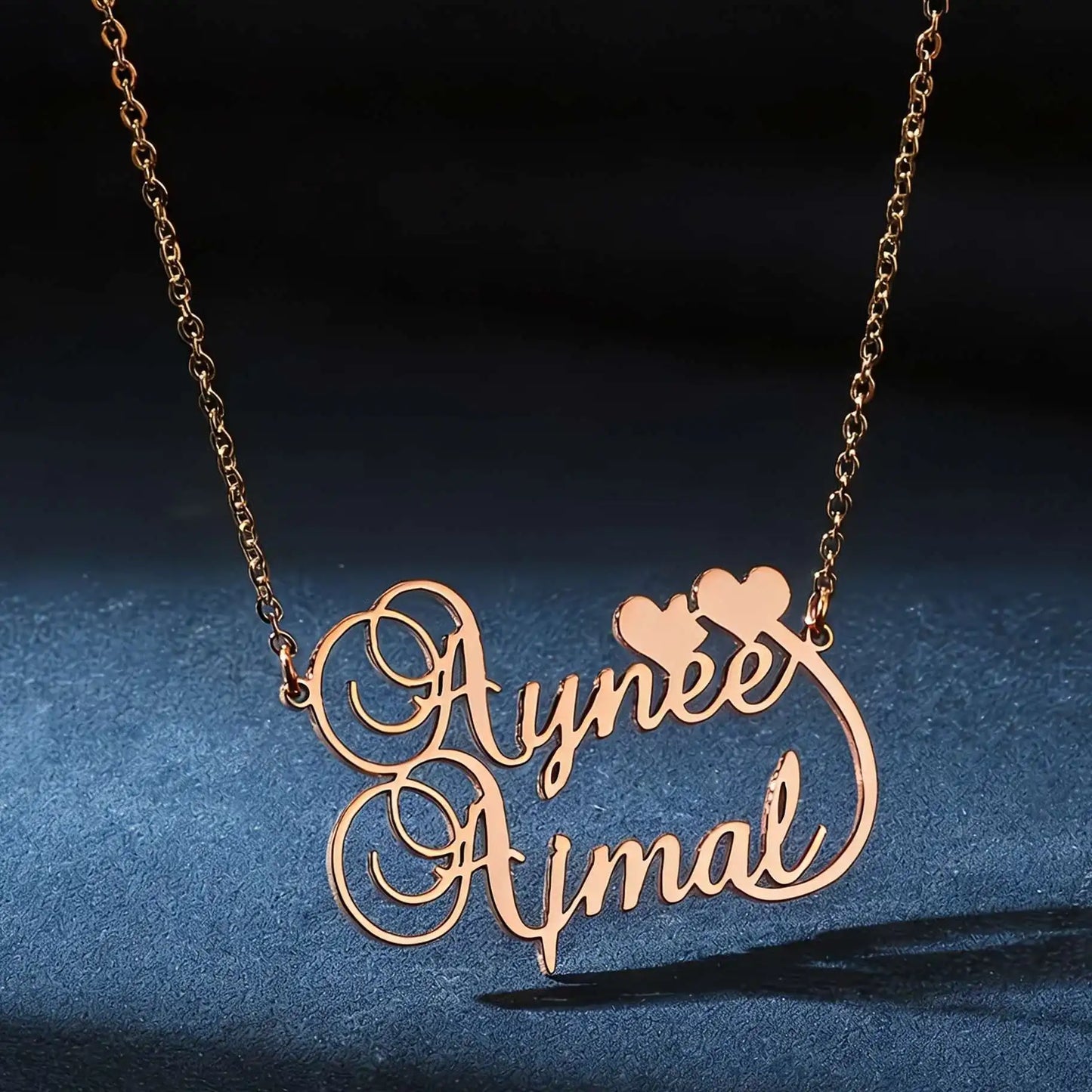 Kinselle Personalized Double Name Heart Necklace