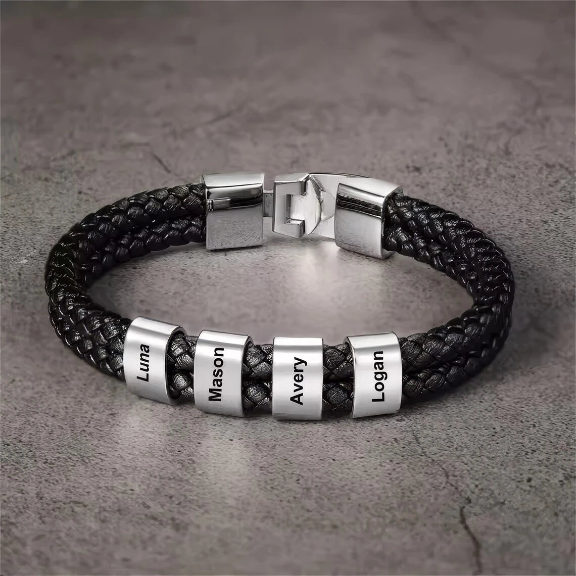 Kinselle Personalized Engraved Leather Bracelet