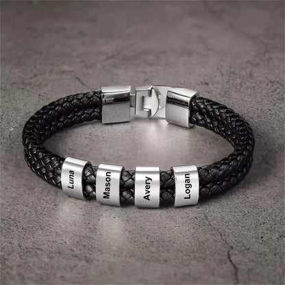 Kinselle Personalized Engraved Leather Bracelet
