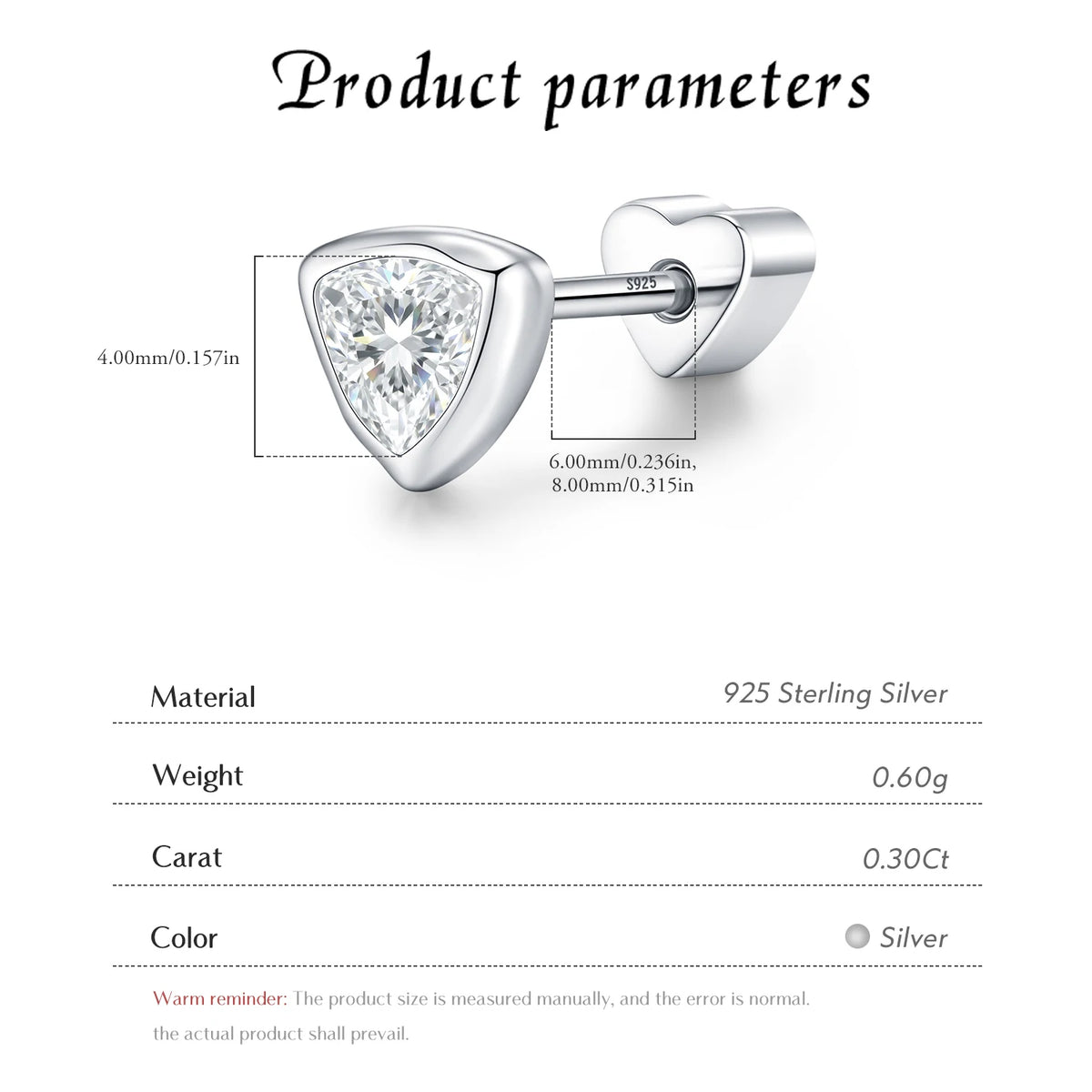 Kinselle Triangle-Cut Moissanite Stud Earrings — 925 Sterling Silver