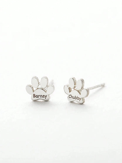 Kinselle Personalized Paw Print Stud Earrings – Gold-Plated or Silver-Plated