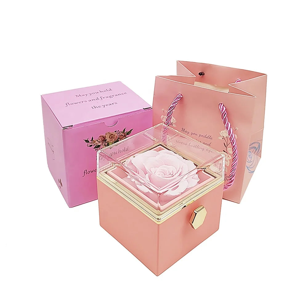 Eternal Rose Box with Engraved Name Necklace