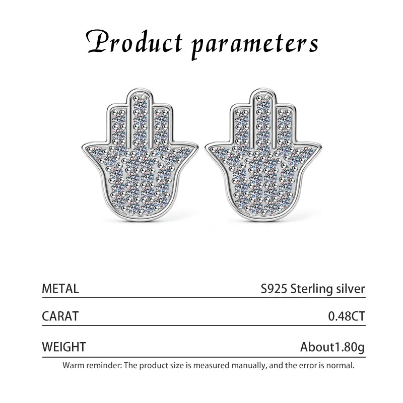 Kinselle Palm Moissanite Stud Earrings — D Color, VVS1, 925 Sterling Silver