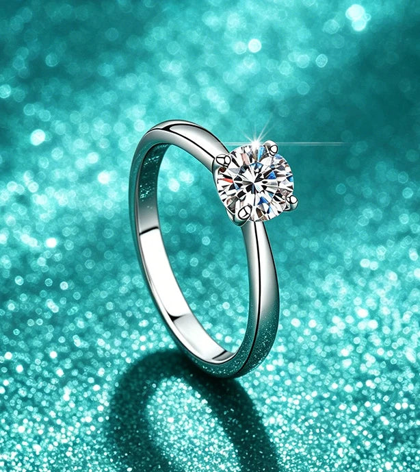 Kinselle 1CT Round Moissanite Solitaire Ring — D Color, VVS1, 925 Sterling Silver
