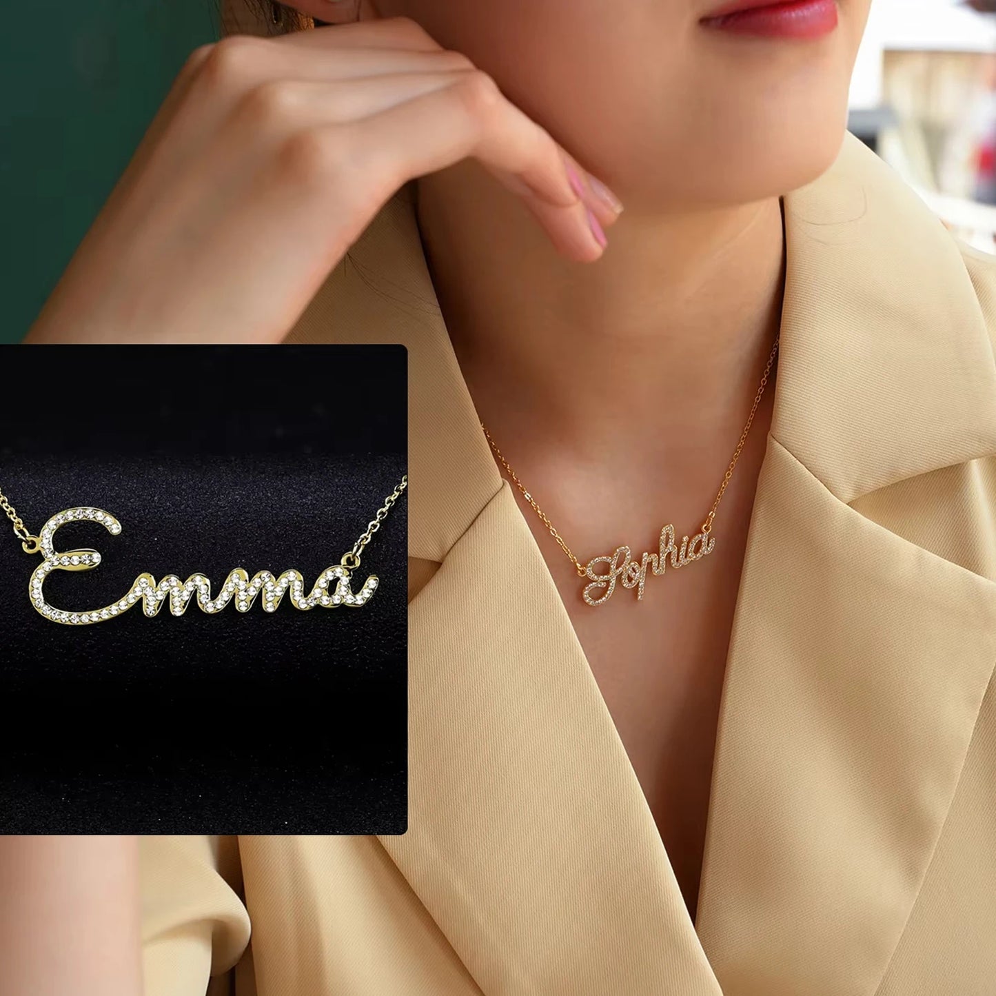 Kinselle Personalized Crystal Name Necklace