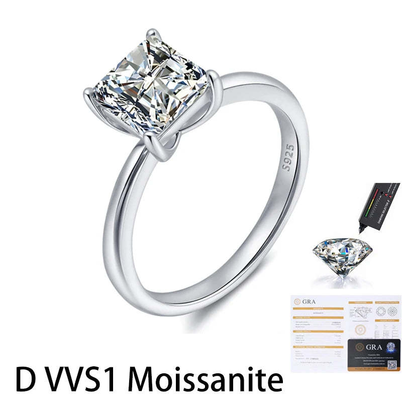 Kinselle 1.5CT Princess-Cut Moissanite Ring — D Color, VVS1, 925 Sterling Silver