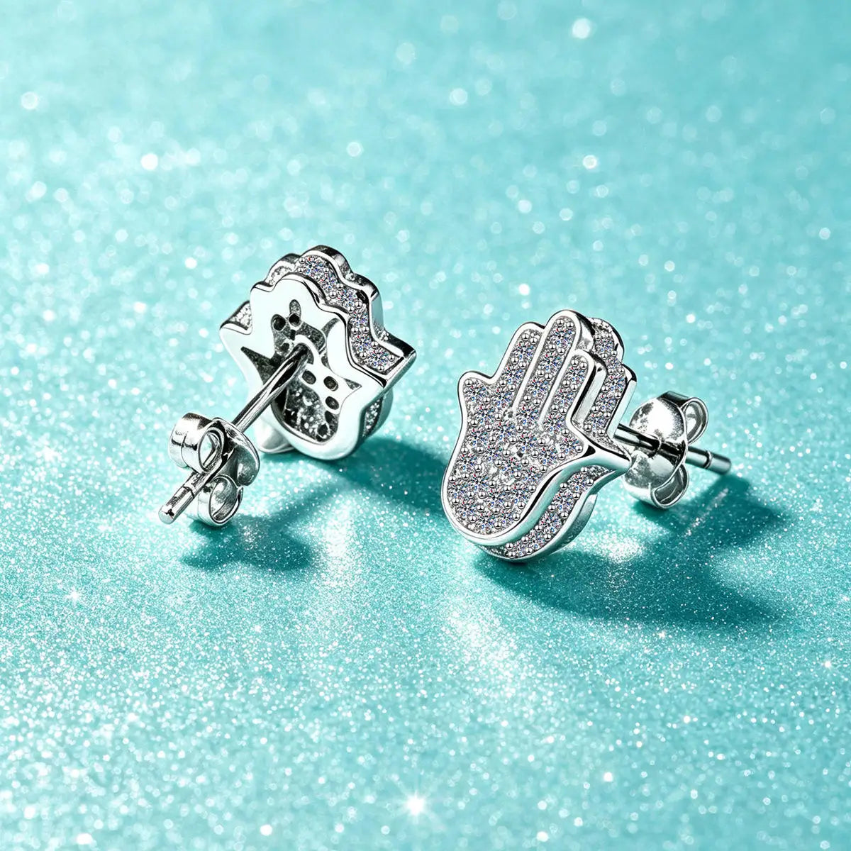 Kinselle Palm Moissanite Stud Earrings — D Color, VVS1, 925 Sterling Silver