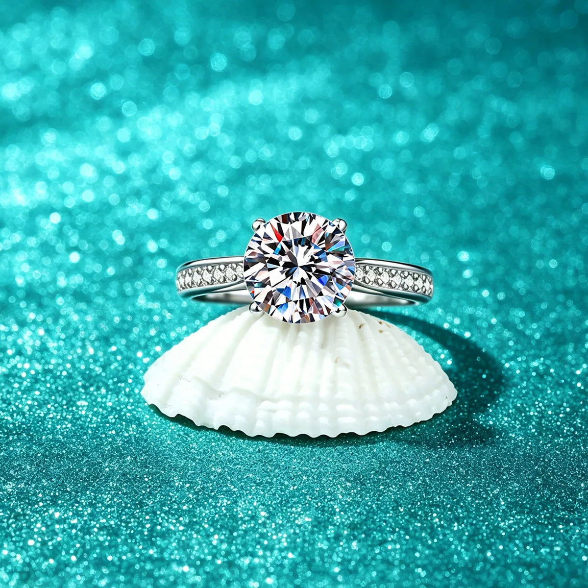 Kinselle 2CT Round Brilliant Moissanite Ring — D Color, VVS1, 925 Sterling Silver