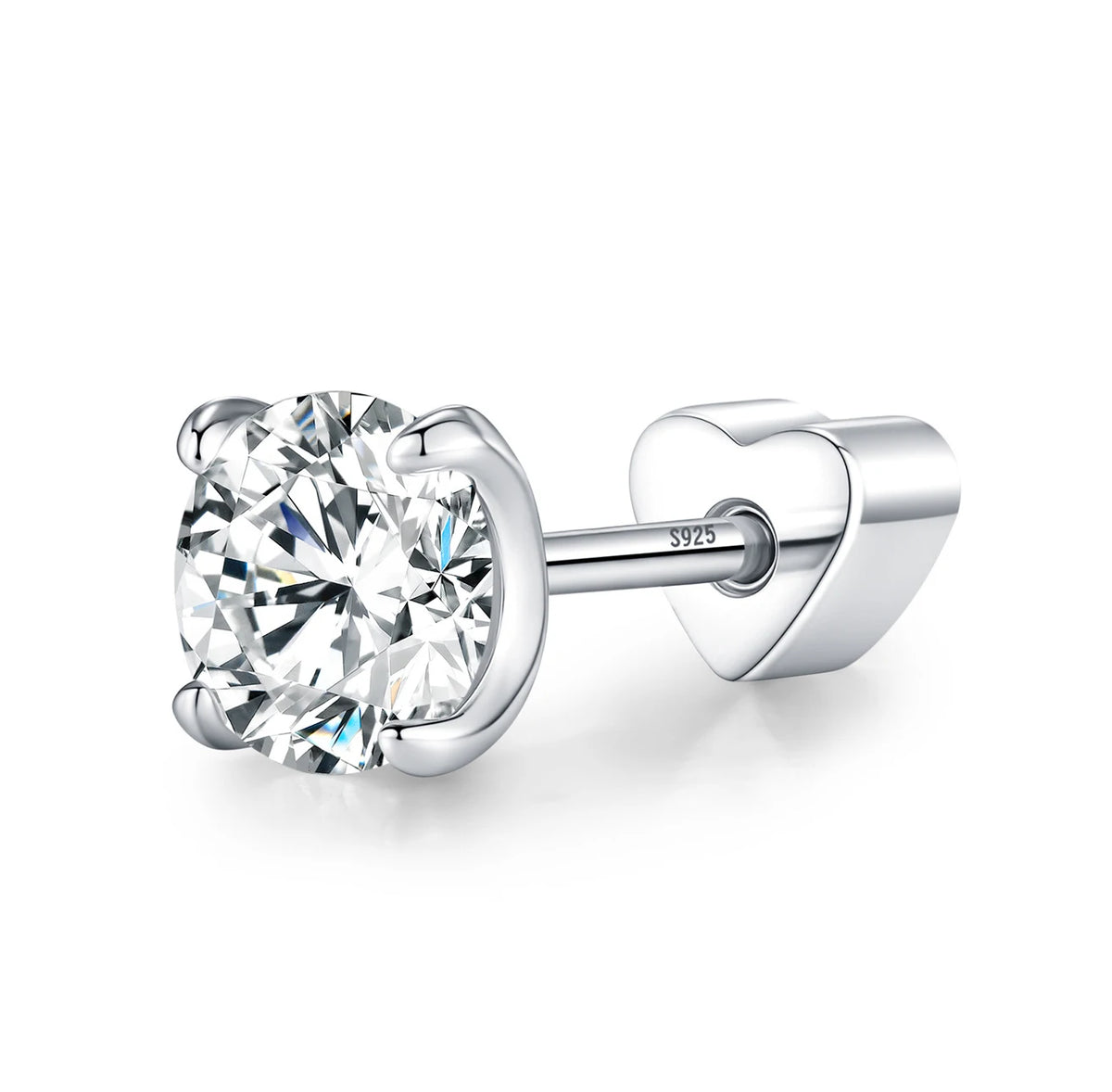 Kinselle Round Brilliant Moissanite Stud Earrings — VVS1, 925 Sterling Silver