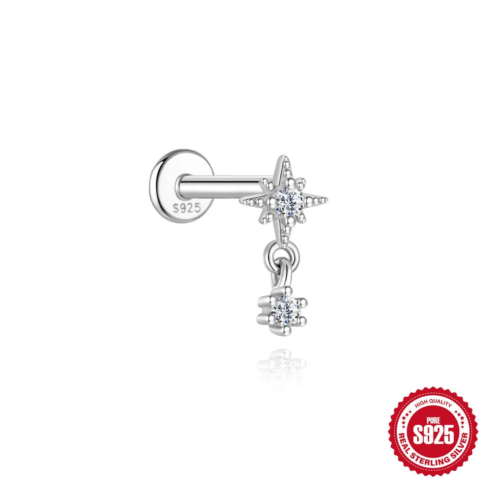 Kinselle Zircon Chain Flat-Back Stud Earrings — 925 Sterling Silver