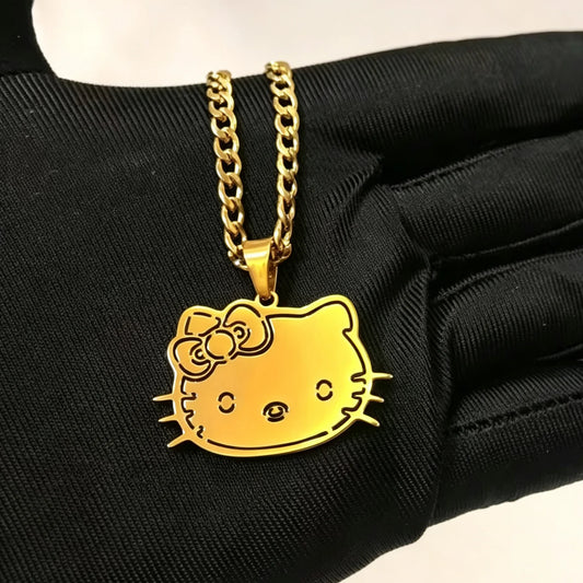 Kinselle Personalized Cartoon Cat Pendant Necklace
