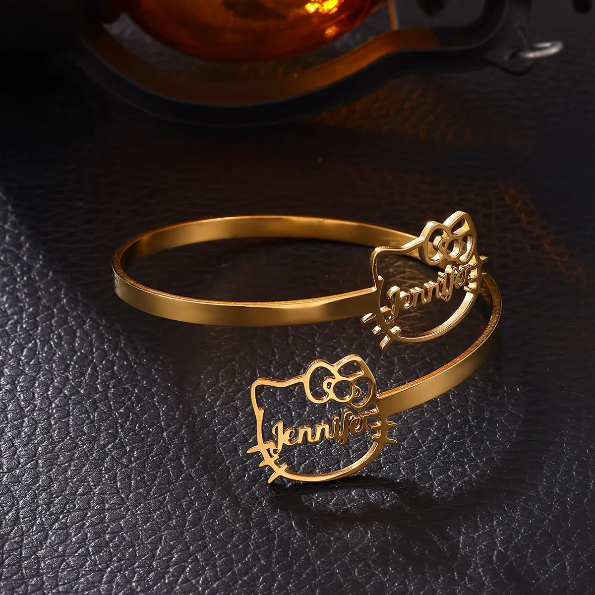 Kinselle Personalized Cat Name Cuff Bracelet