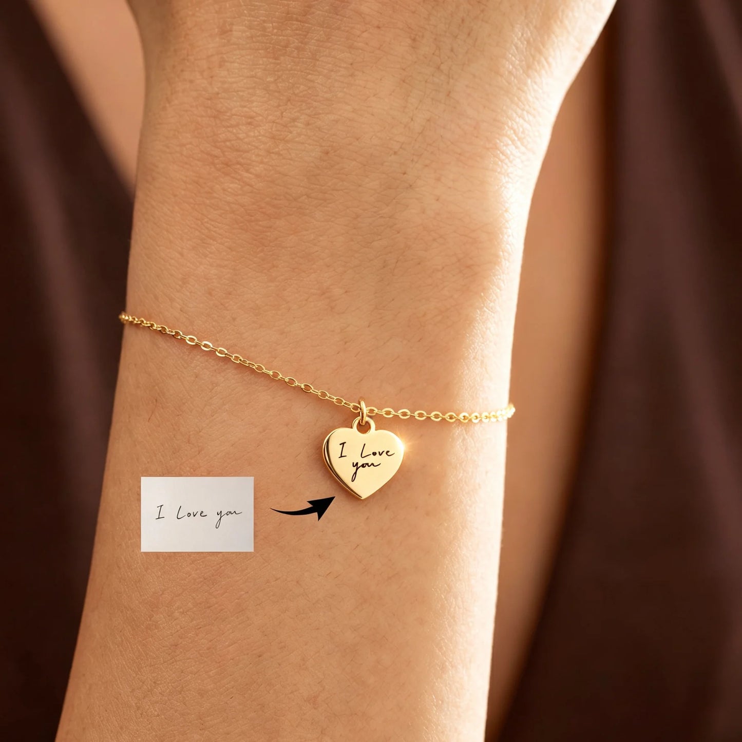 Kinselle Personalized Handwriting Heart Bracelet