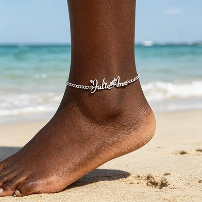 Kinselle Personalized Name Anklet – Gold-Plated or Silver-Plated