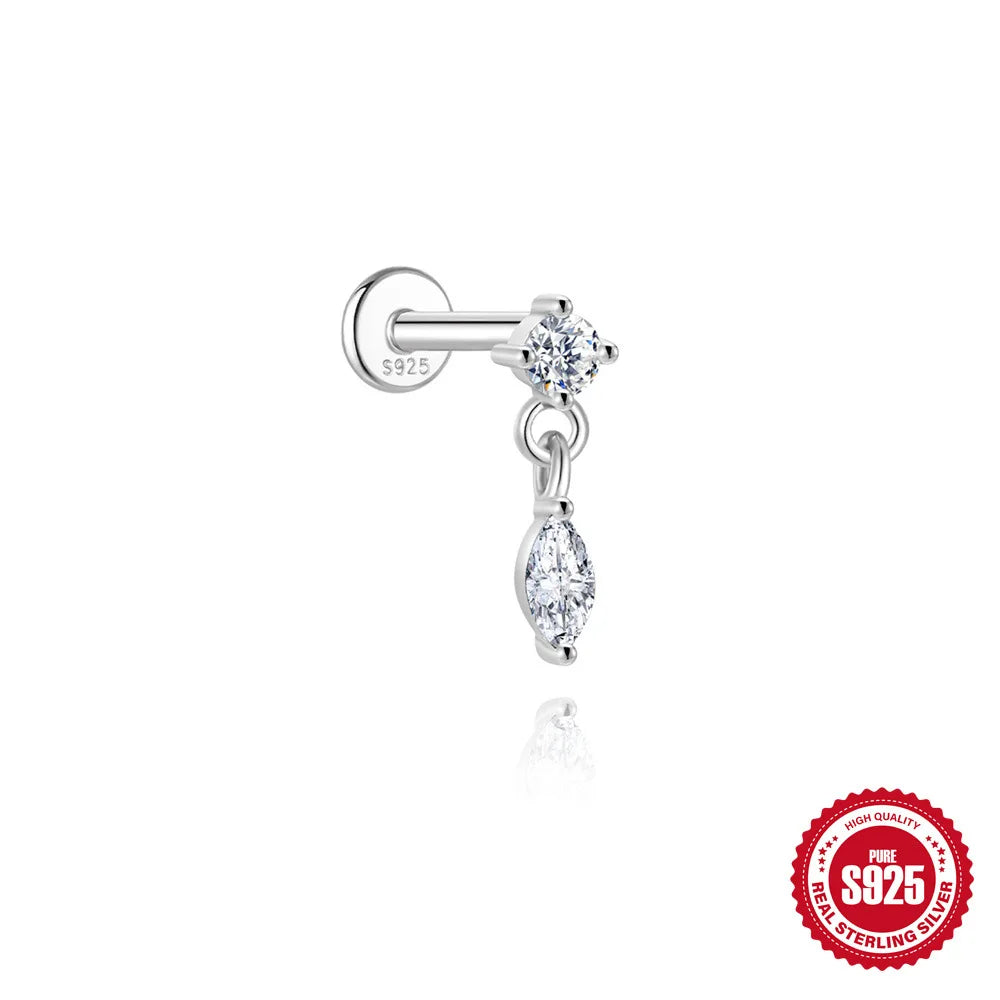 Kinselle Zircon Chain Flat-Back Stud Earrings — 925 Sterling Silver