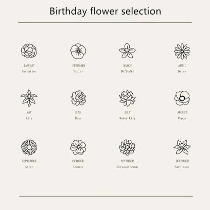 Kinselle Personalized Birth Flower Bouquet Necklace – Gold-Plated or Silver-Plated