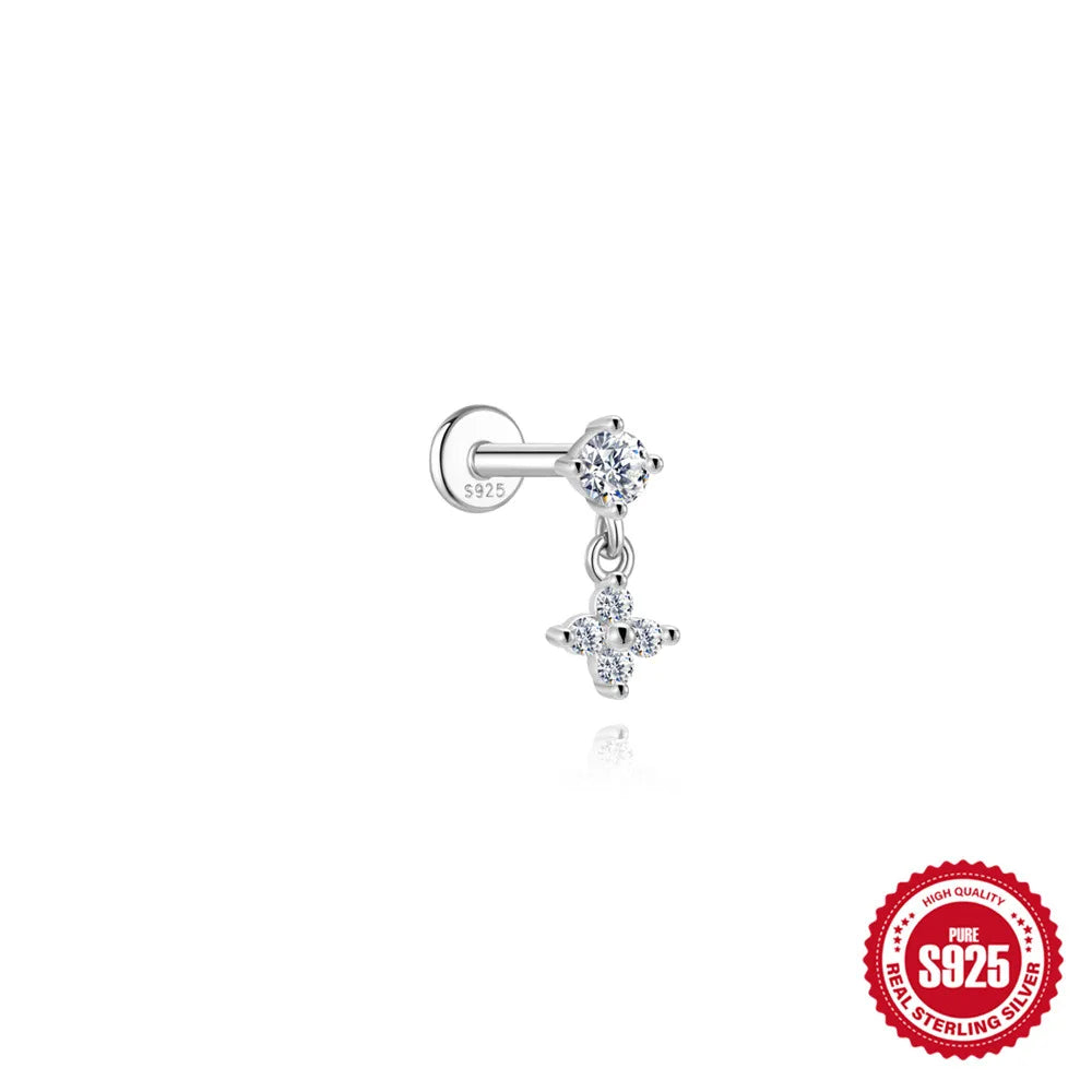 Kinselle Zircon Chain Flat-Back Stud Earrings — 925 Sterling Silver