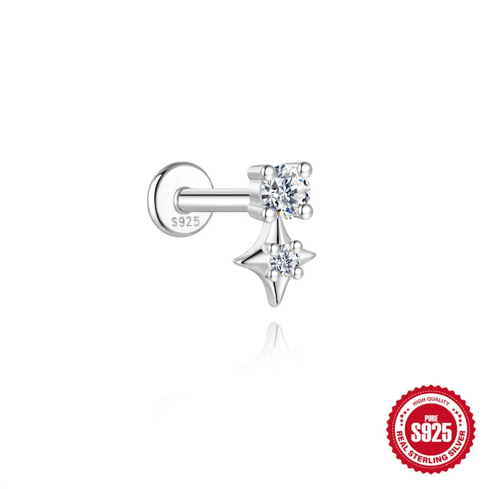 Kinselle Zircon Chain Flat-Back Stud Earrings — 925 Sterling Silver