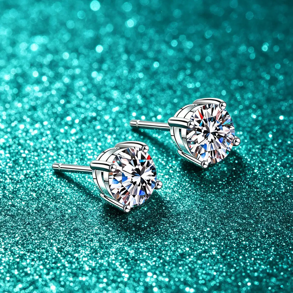 Kinselle 0.5CT Round Moissanite Stud Earrings — D Color, VVS1, 925 Sterling Silver