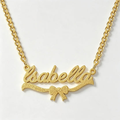 Kinselle Personalized Bow Name Necklace – Gold-Plated or Silver-Plated