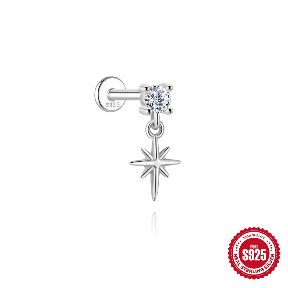 Kinselle Zircon Chain Flat-Back Stud Earrings — 925 Sterling Silver