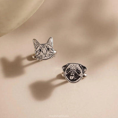 Kinselle Personalized Pet Portrait Cufflinks – Gold-Plated or Silver-Plated
