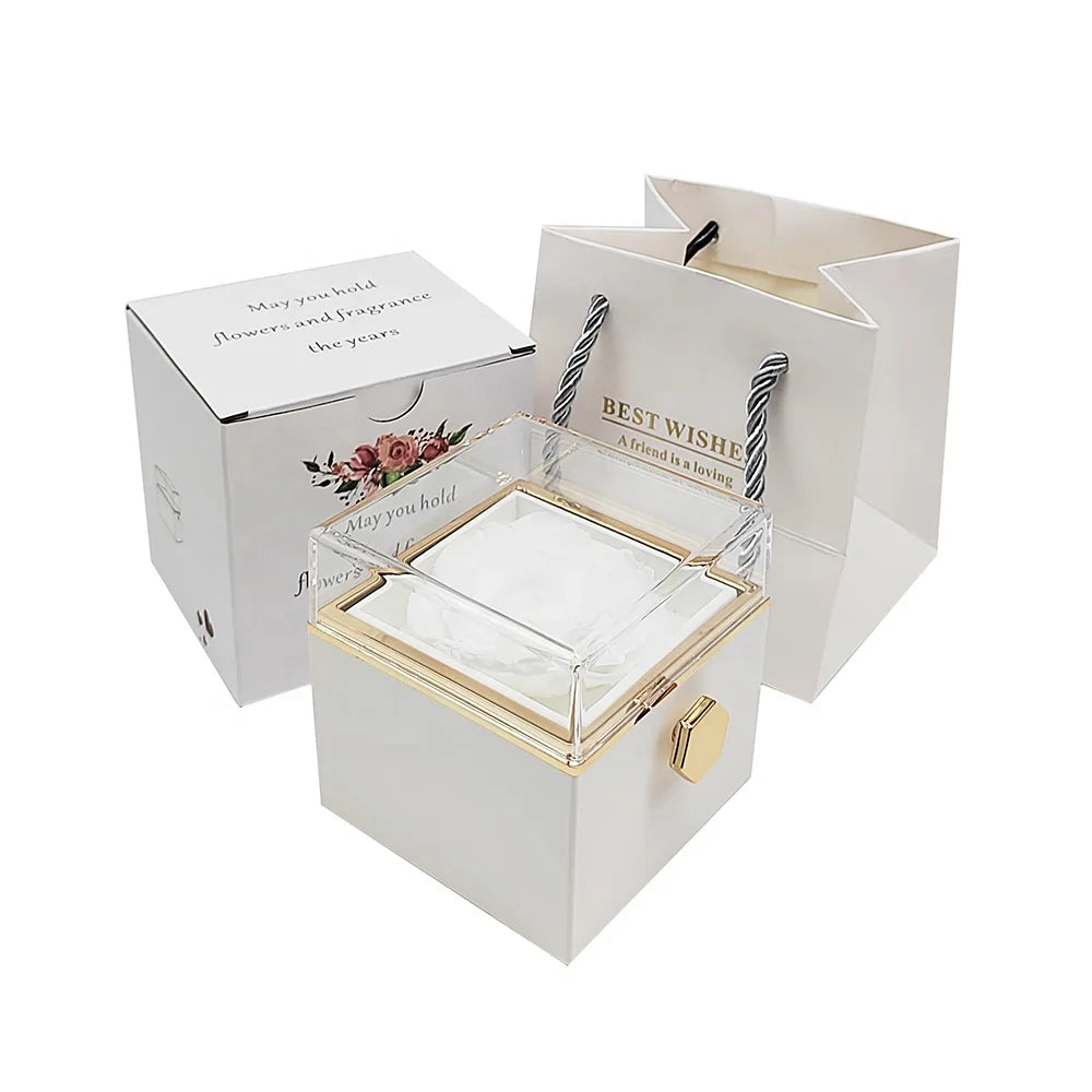 Eternal Rose Box with Engraved Name Necklace