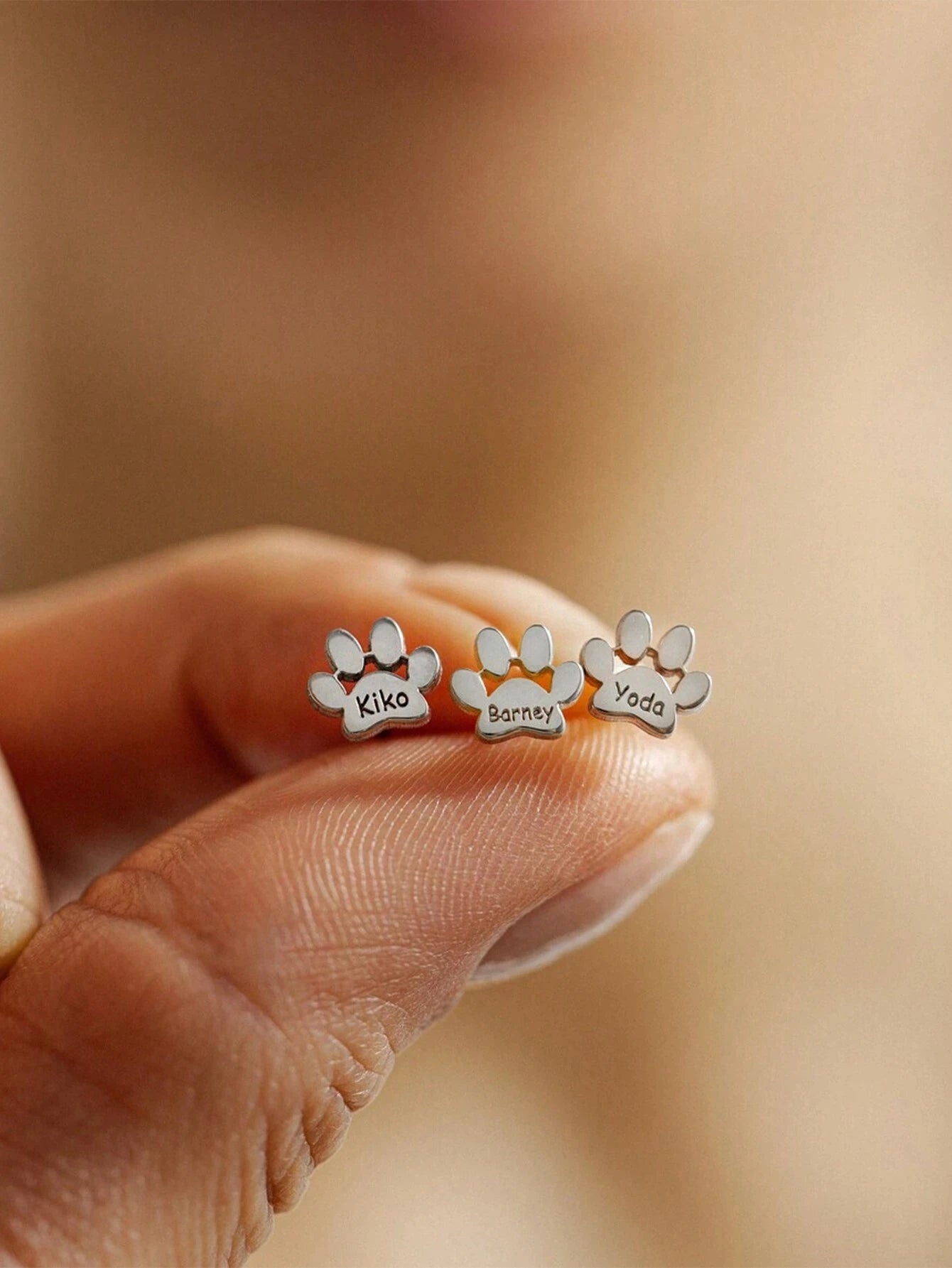 Kinselle Personalized Paw Print Stud Earrings
