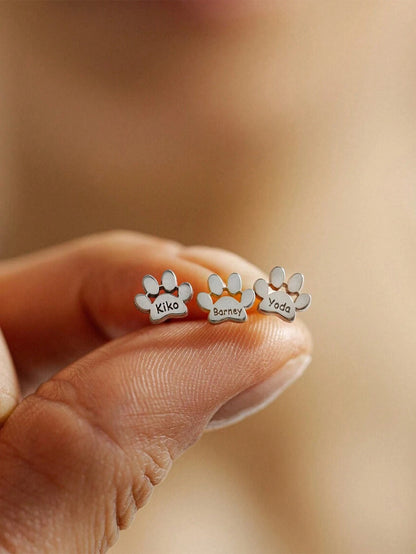 Kinselle Personalized Paw Print Stud Earrings – Gold-Plated or Silver-Plated
